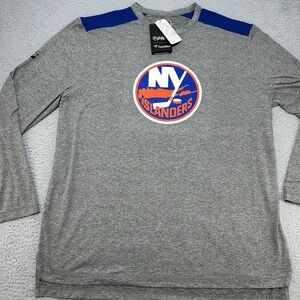 Fanatics NY Islanders Shirt Men's 2XL XXL Authentic Pro NHL Long Sleeve Gray Fan
